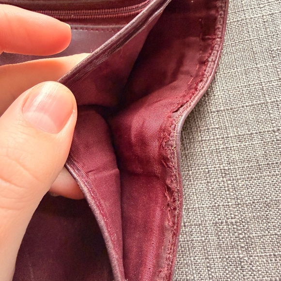 Valentino Deep Burgundy Leather Card Case with Gold V Logo - Picture 9 of 12